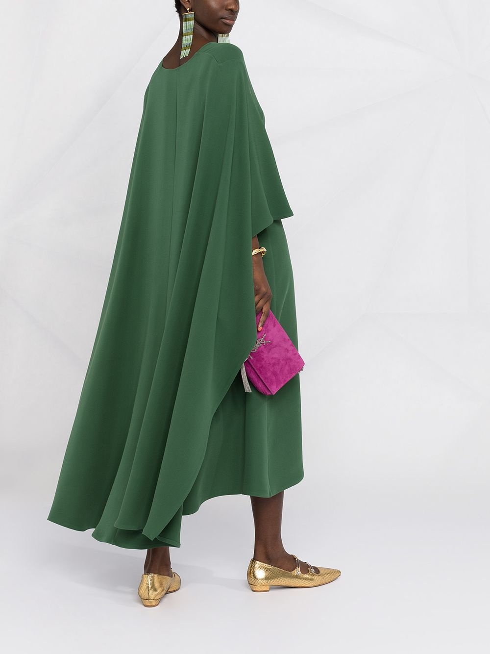 V-neck cape-style draped dress - 4
