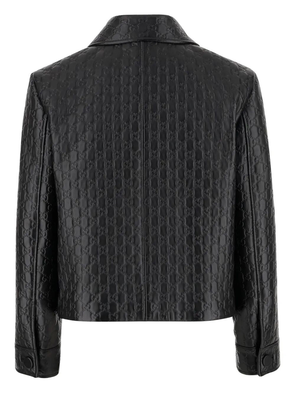 Gucci Women `All Over Gg` Embossed Leather Jacket - 2