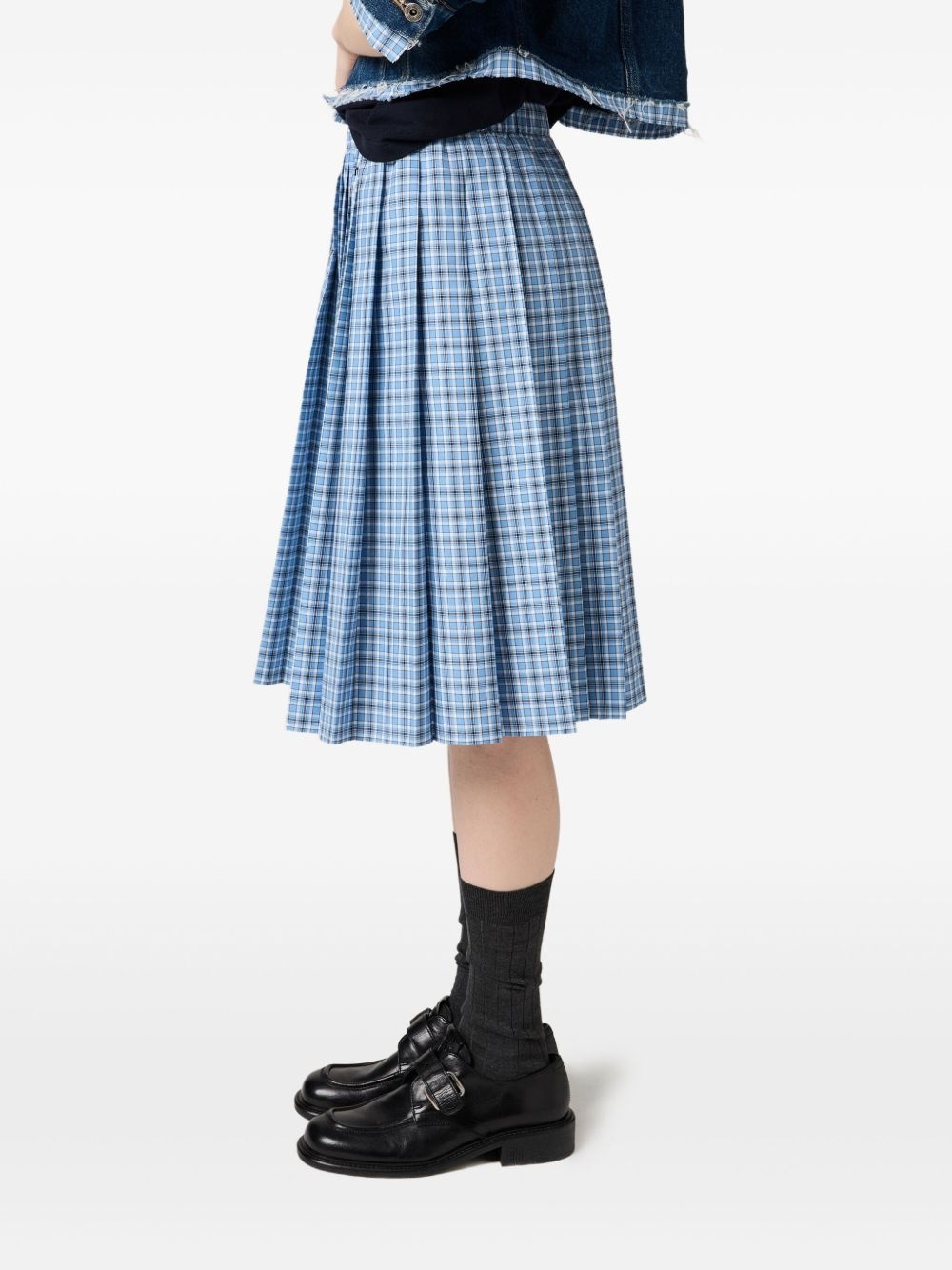 pleated check skirt - 4