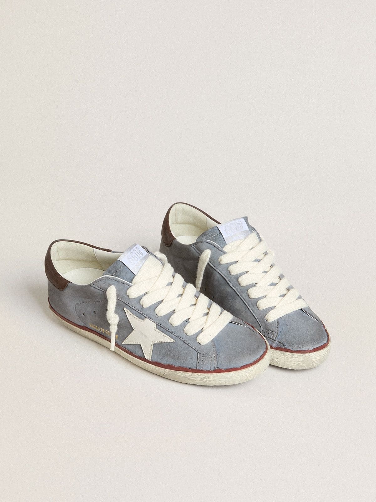 Super-Star LTD in light blue nubuck leather with white leather star and brown leather heel tab - 2