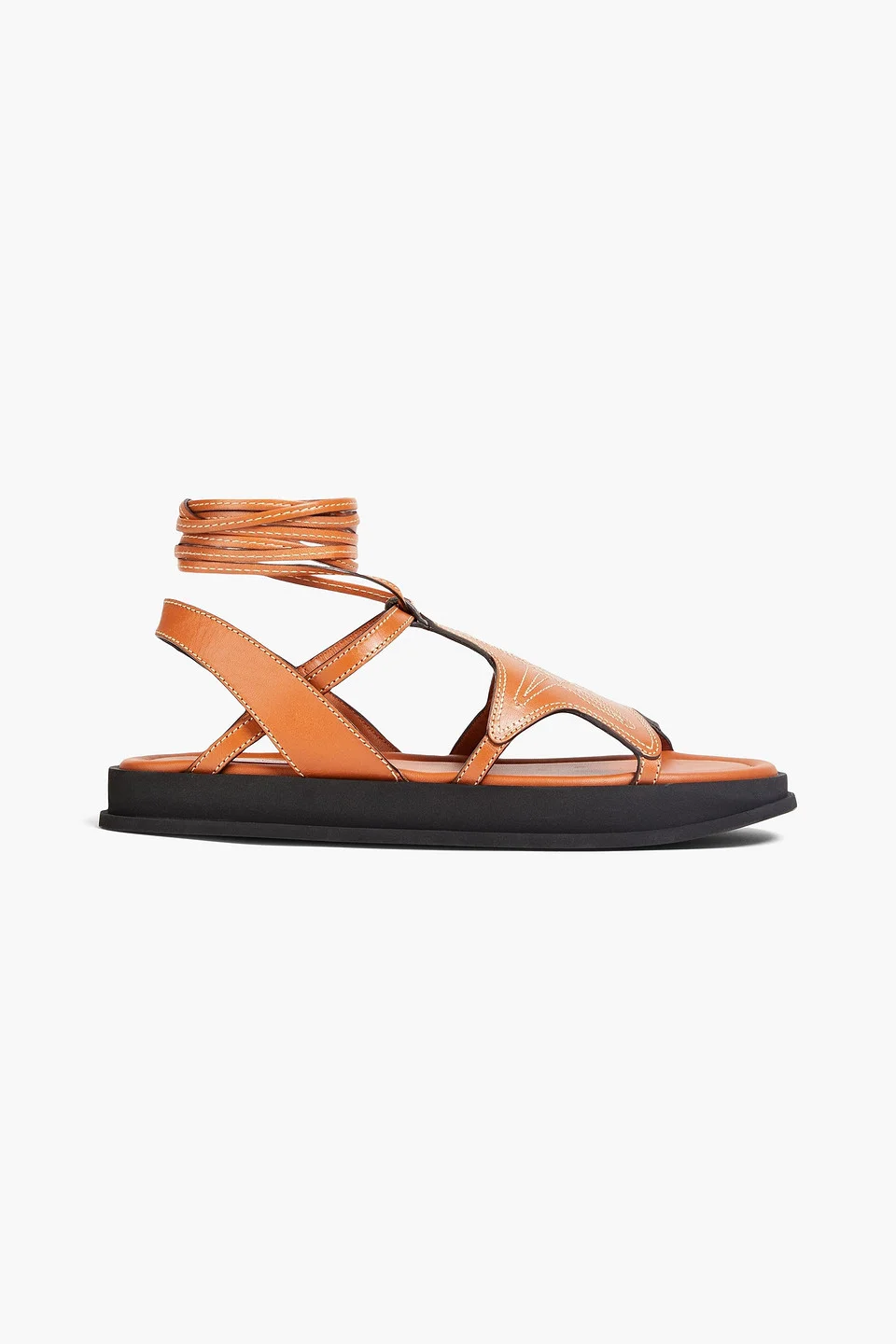 Topstitched leather sandals - 1