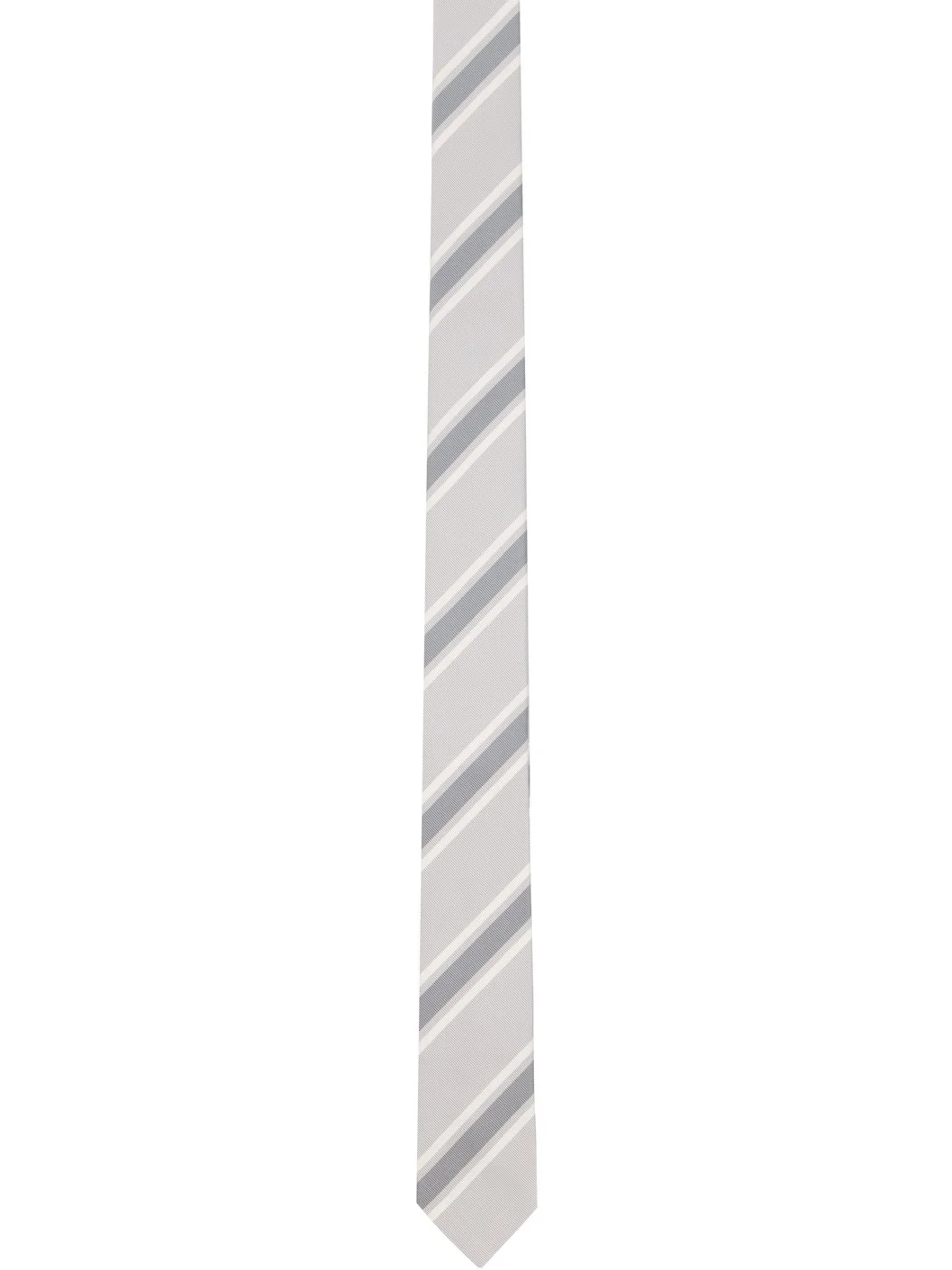 Gray Outlined Repp Stripe Classic Tie - 1