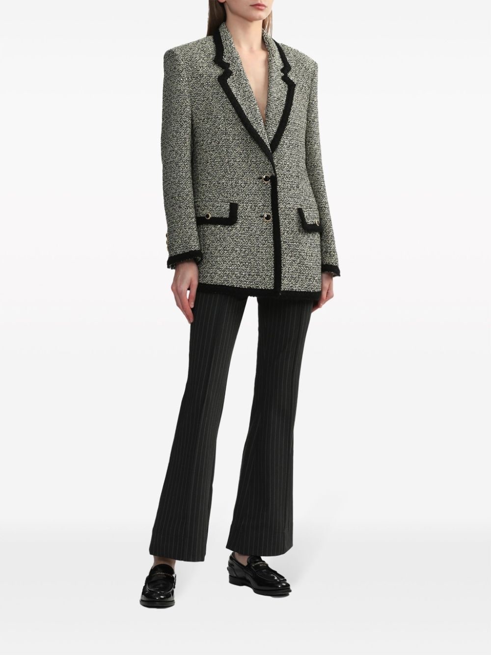 single-breasted tweed blazer - 2
