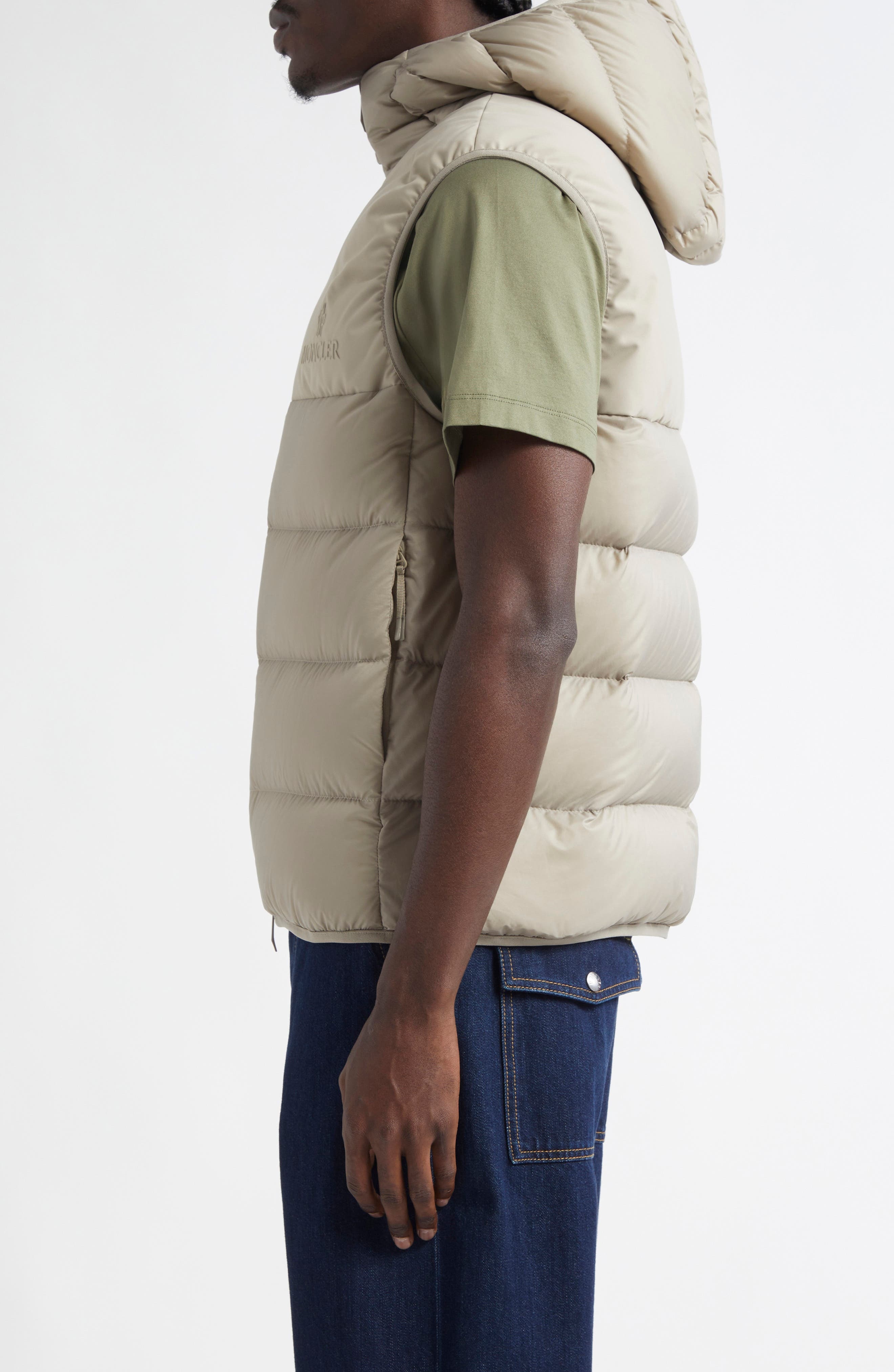 Moncler Bresse Hooded Down Puffer Vest in Sand Beige at Nordstrom - 3