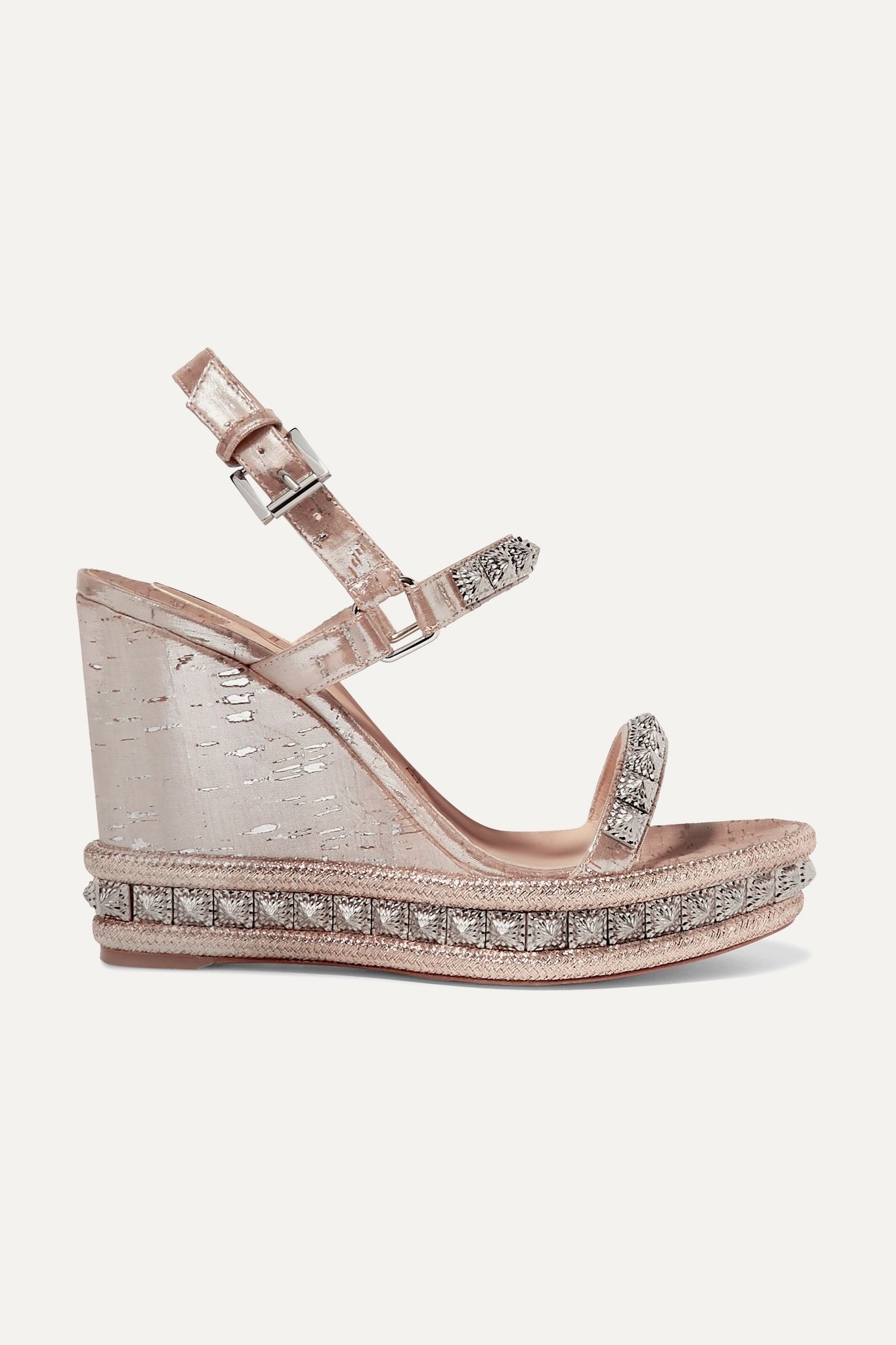 Pyradiams 110 spiked lamé wedge sandals - 1