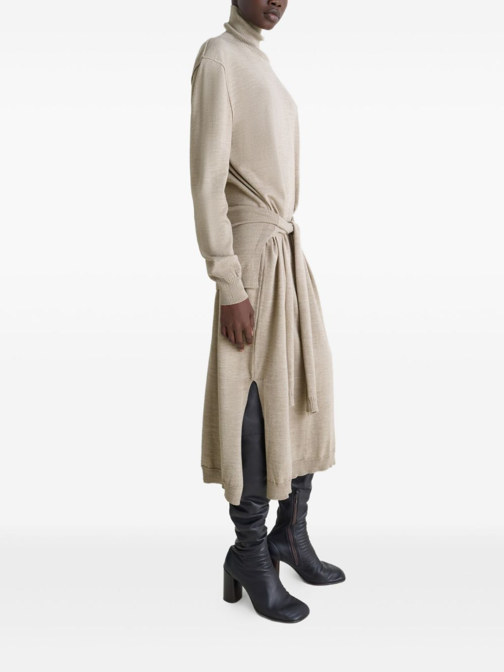 tie-waist turtleneck dress - 2