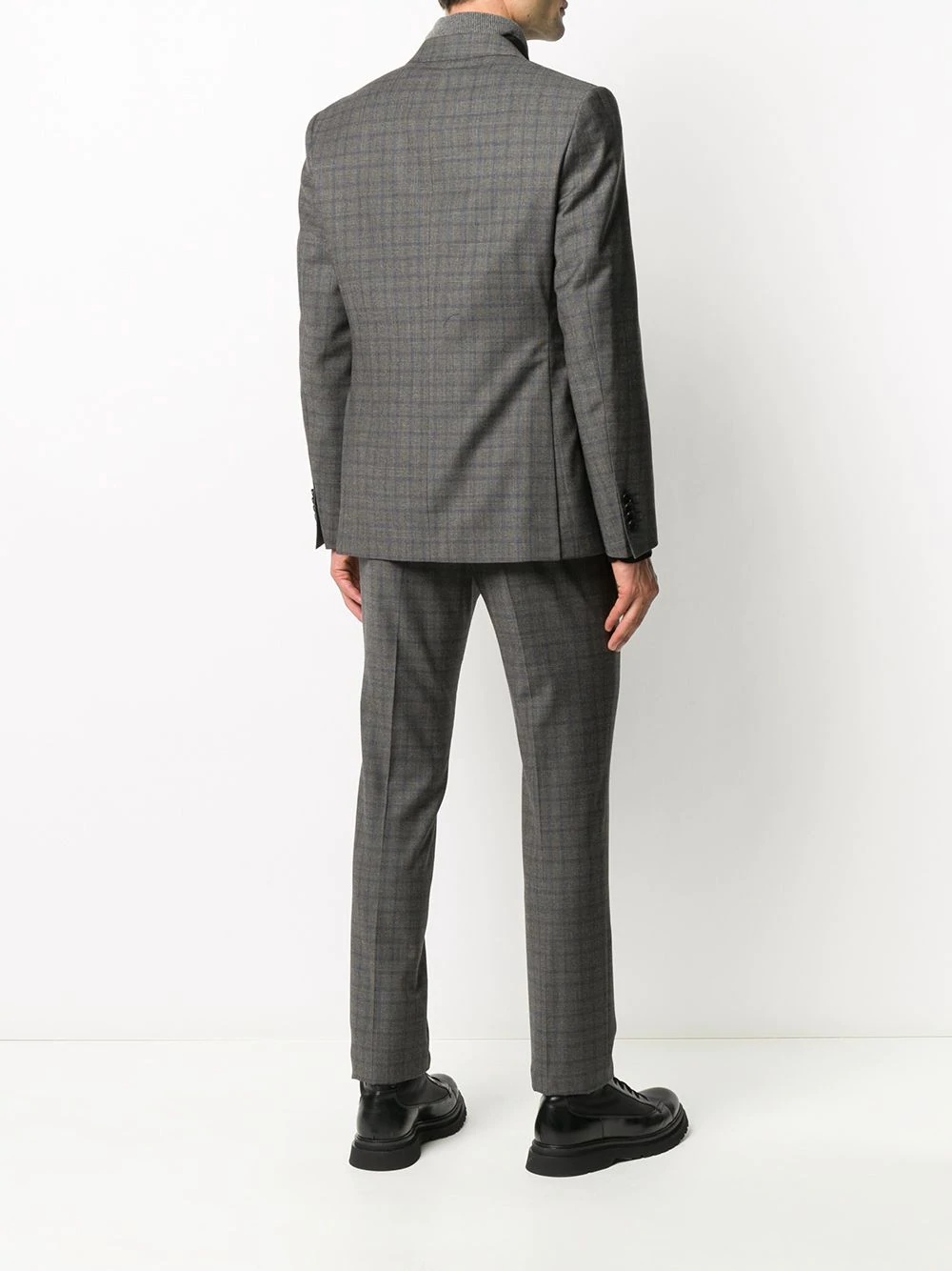 check pattern wool suit - 4