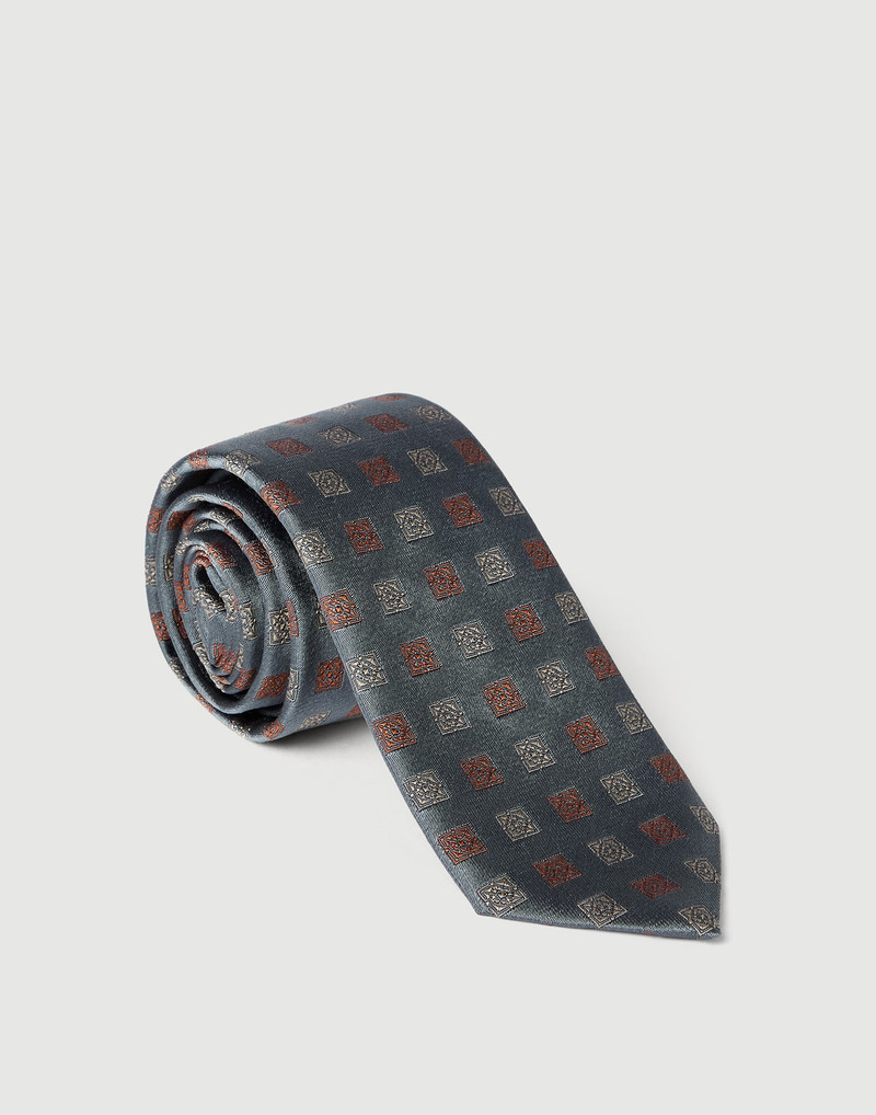 Brunello Cucinelli Silk tie with squares pattern outlook