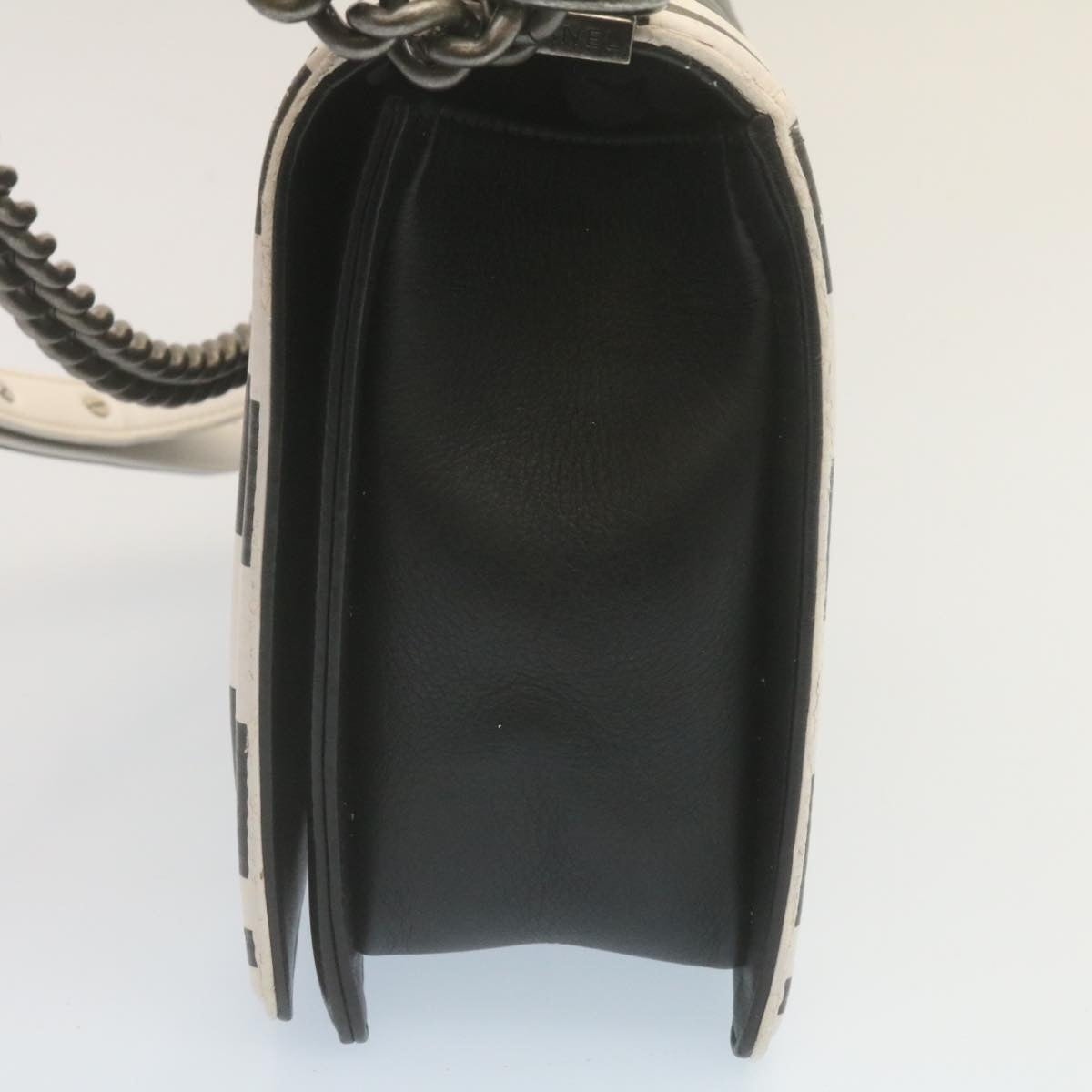 CHANEL Matelasse Boy CHANEL Chain Shoulder Bag Lamb Skin Black CC - 4