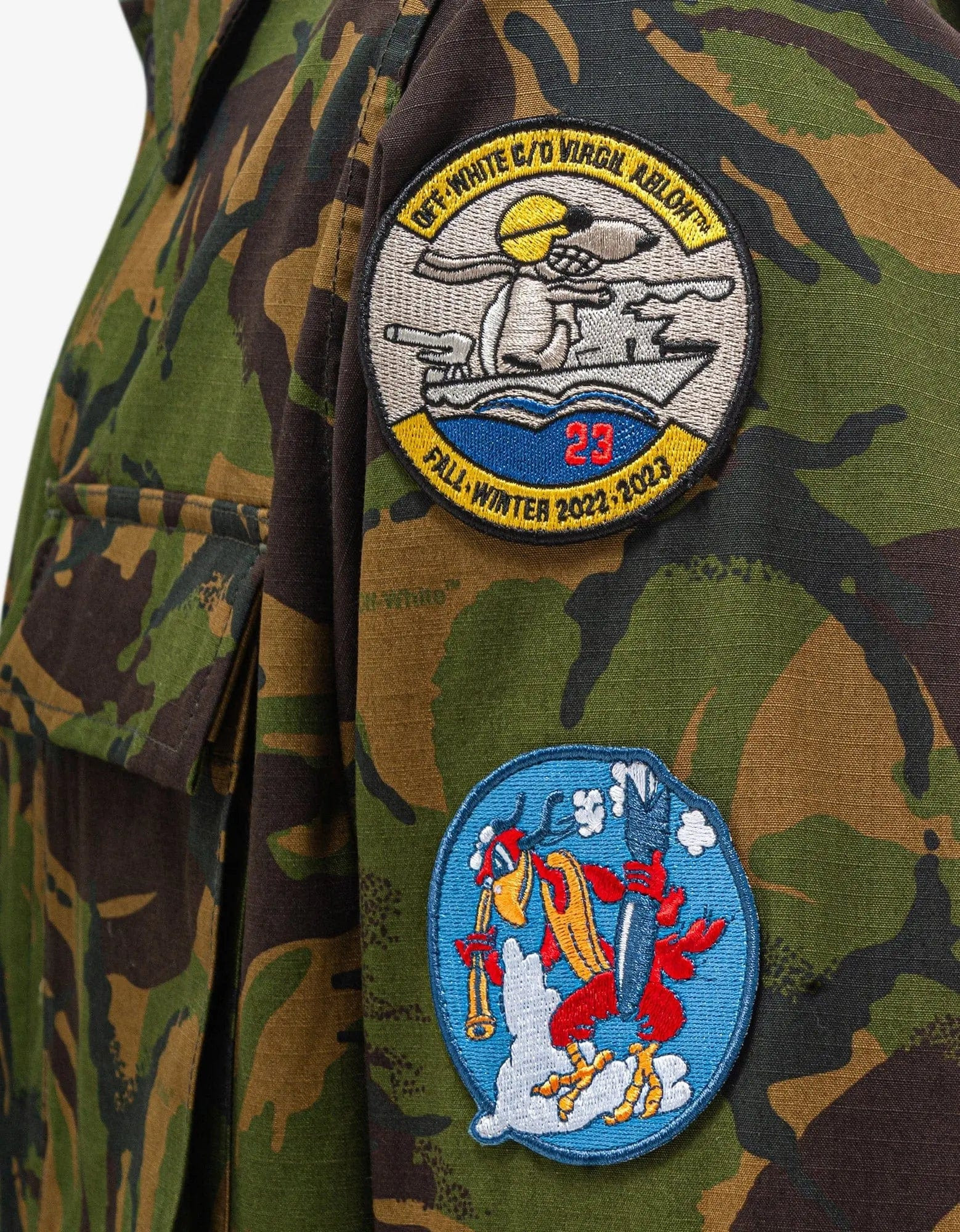 Off-White Green Camouflage Patch Field Jacket - 10