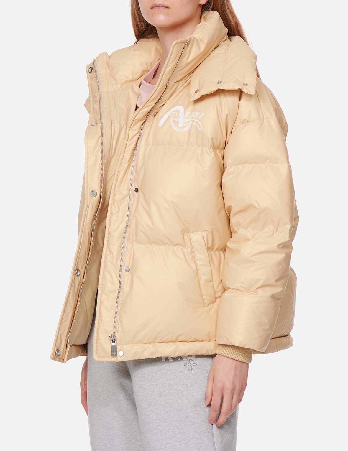 Double Collar Down Jacket with Quilted Seagull - 4