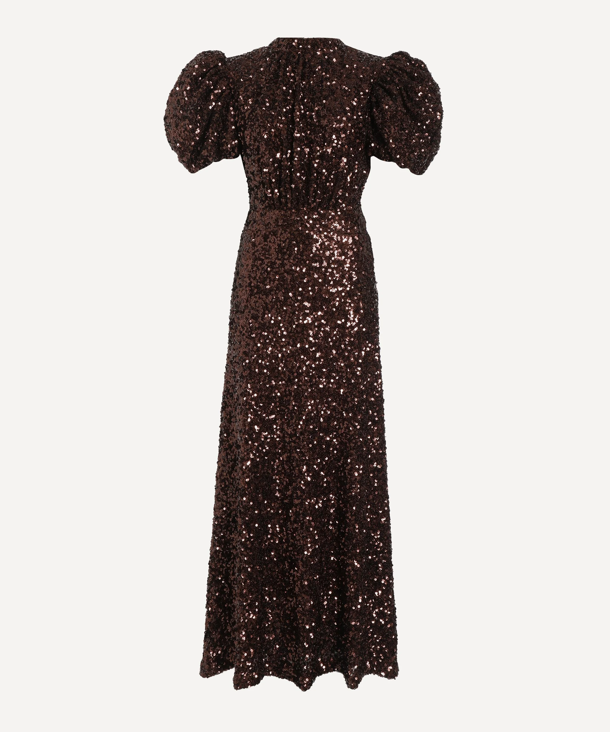 Brown Sequins Midi Dress - 1