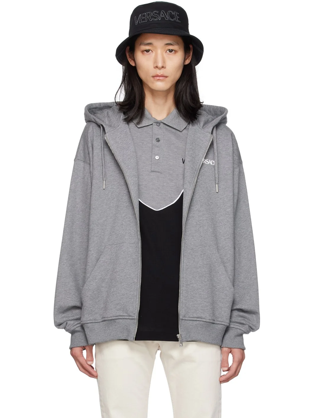 Gray 'La Colonna' Hoodie - 1