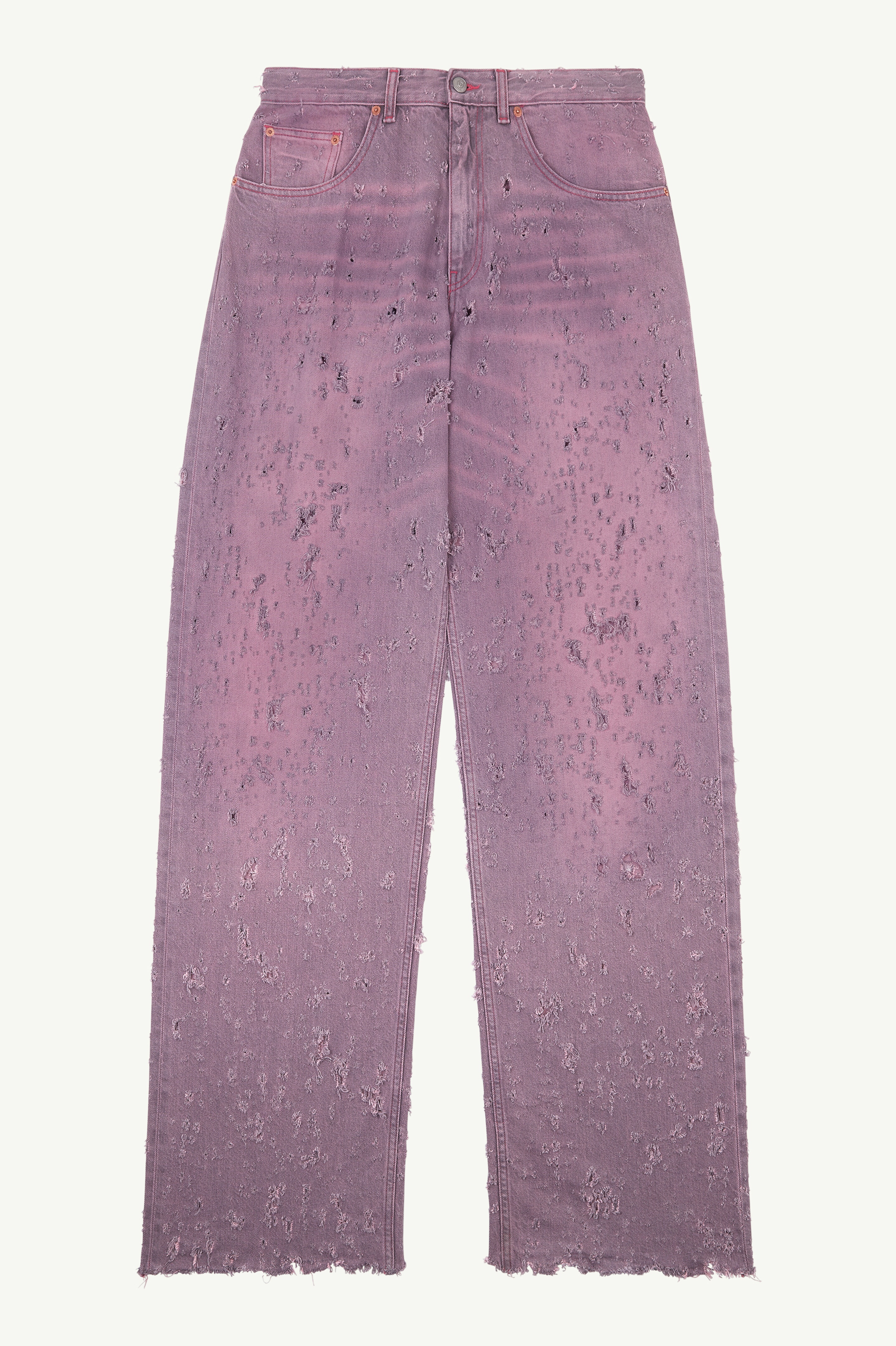 RELAXED WORN-OUT DENIM TROUSERS - 1