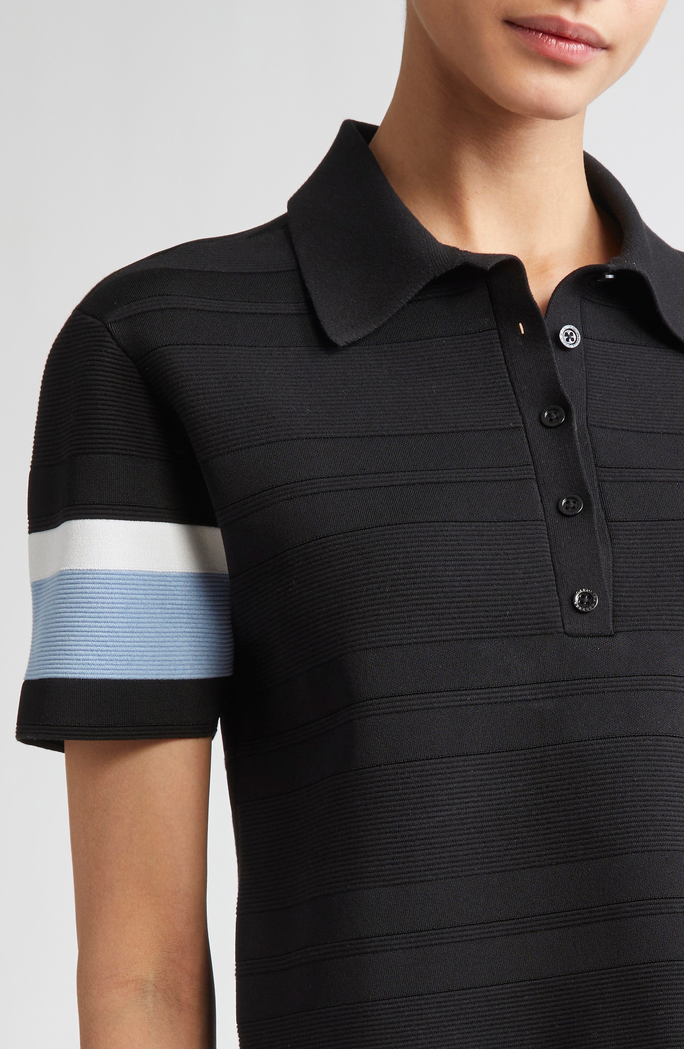 Carolina Herrera Stripe Knit Polo in Black Multi at Nordstrom - 5