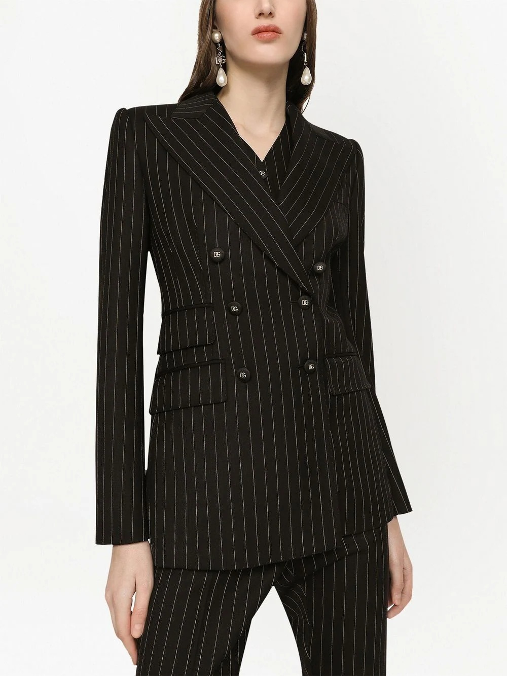 striped double-breasted blazer - 5