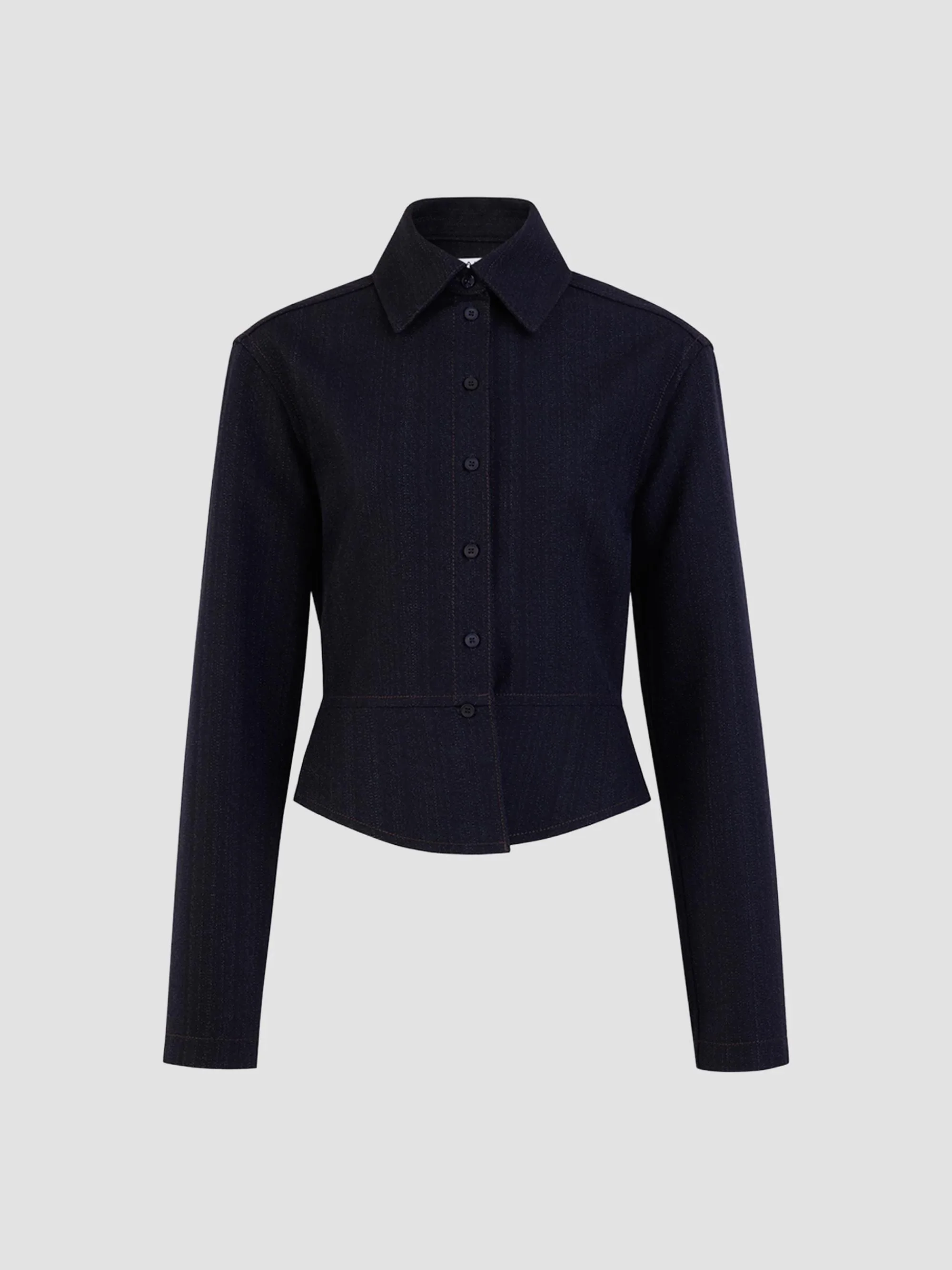 Women's Basque Wool Denim Shirt - Nuit Reverse - 1