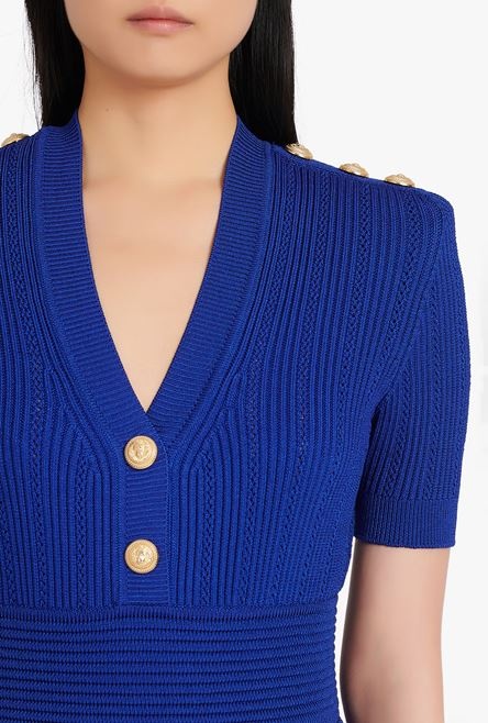 Short “gitane” blue eco-designed  knit dress - 6