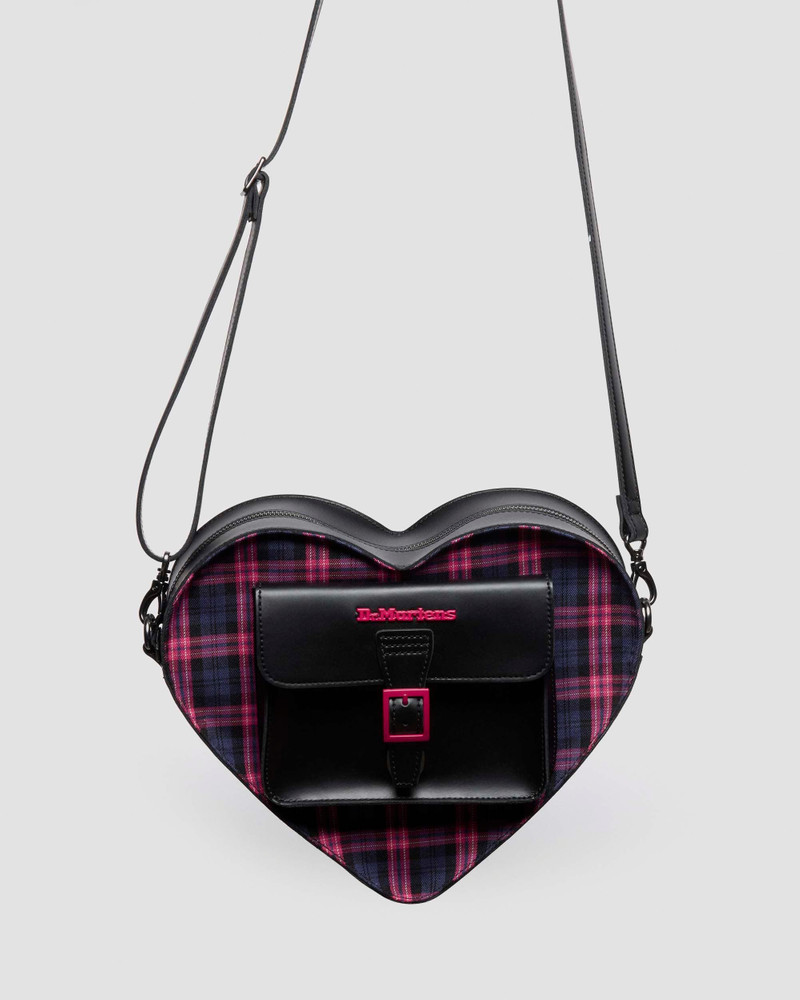 HEART BACKPACK PINK TARTAN LEATHER HEART BAG 4
