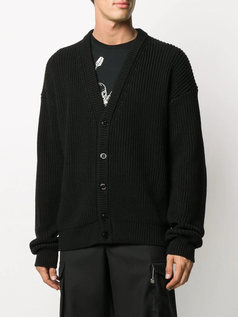 logo button-down cardigan - 4