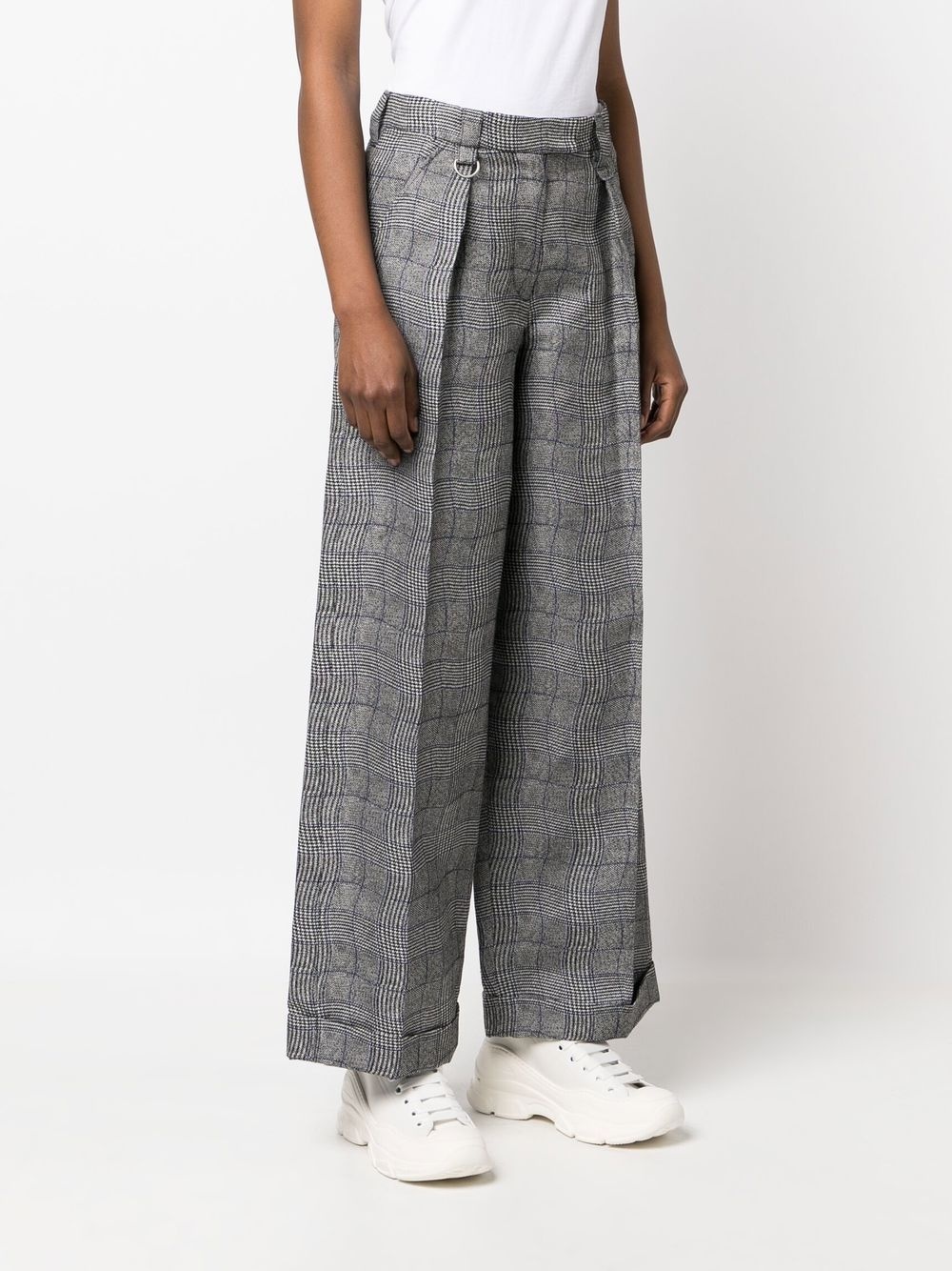 Wavy Check wide-leg tailored trousers - 3