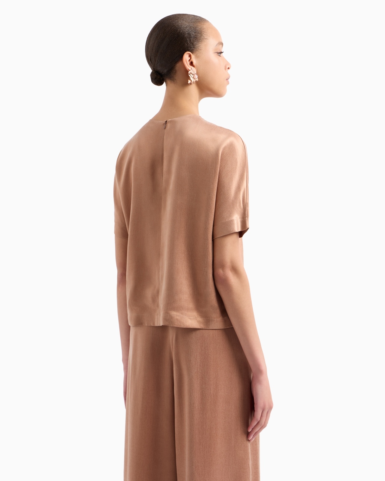 CUPRO AND VISCOSE CREW-NECK BLOUSE - 3