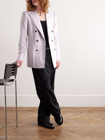 Dries Van Noten Bruce Slim-Fit Double-Breasted Tweed Suit Jacket outlook