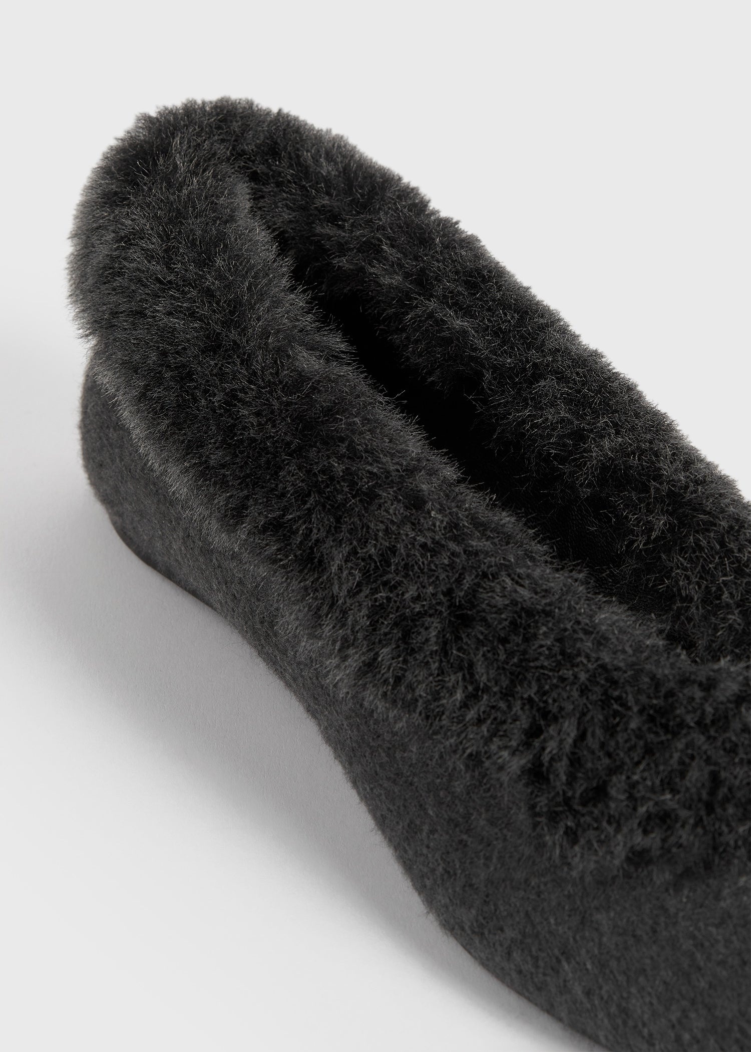 Shearling-edge flannel ballerinas dark grey melange - 5