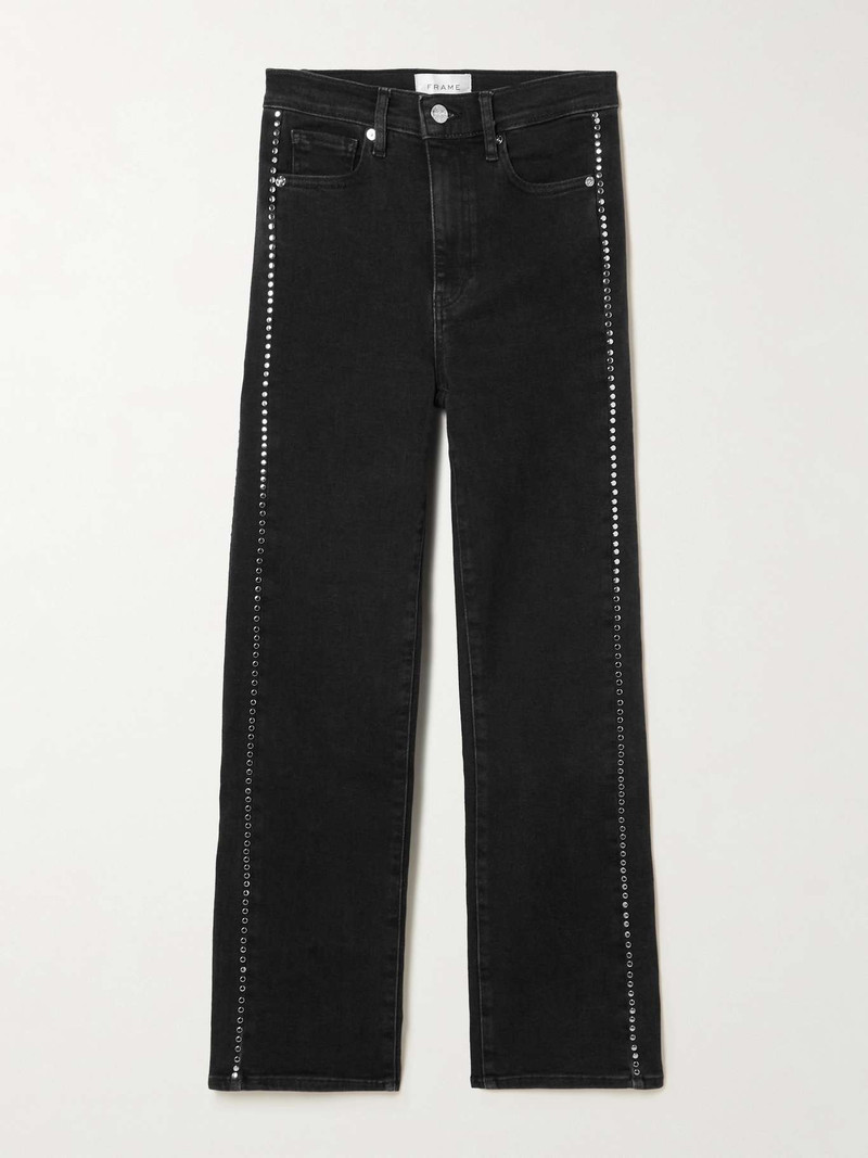 Le Sleek embellished cropped high-rise straight-leg jeans 1