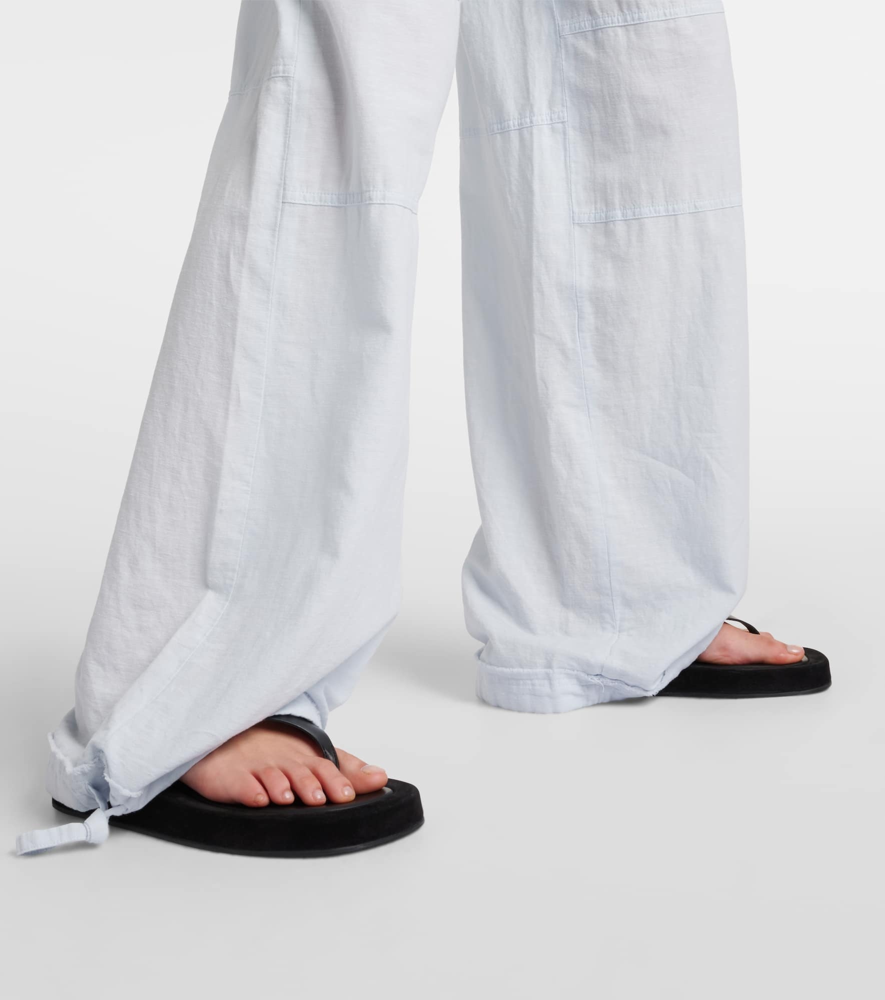 Mid-rise cotton and linen wide-leg pants - 5