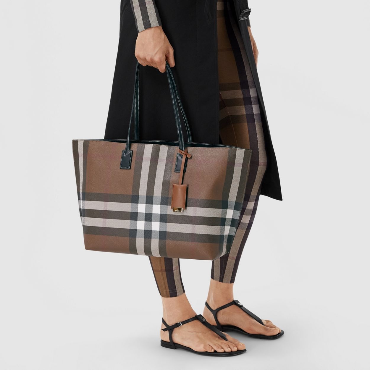 Medium Check and Leather Tote - 3