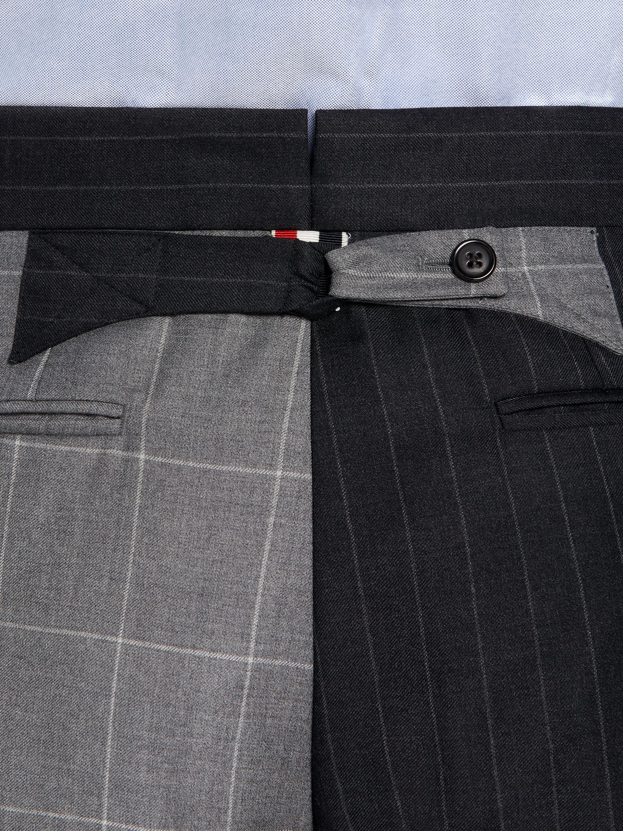 Dark Grey Pinstripe Wool Suiting Classic Backstrap Short - 6