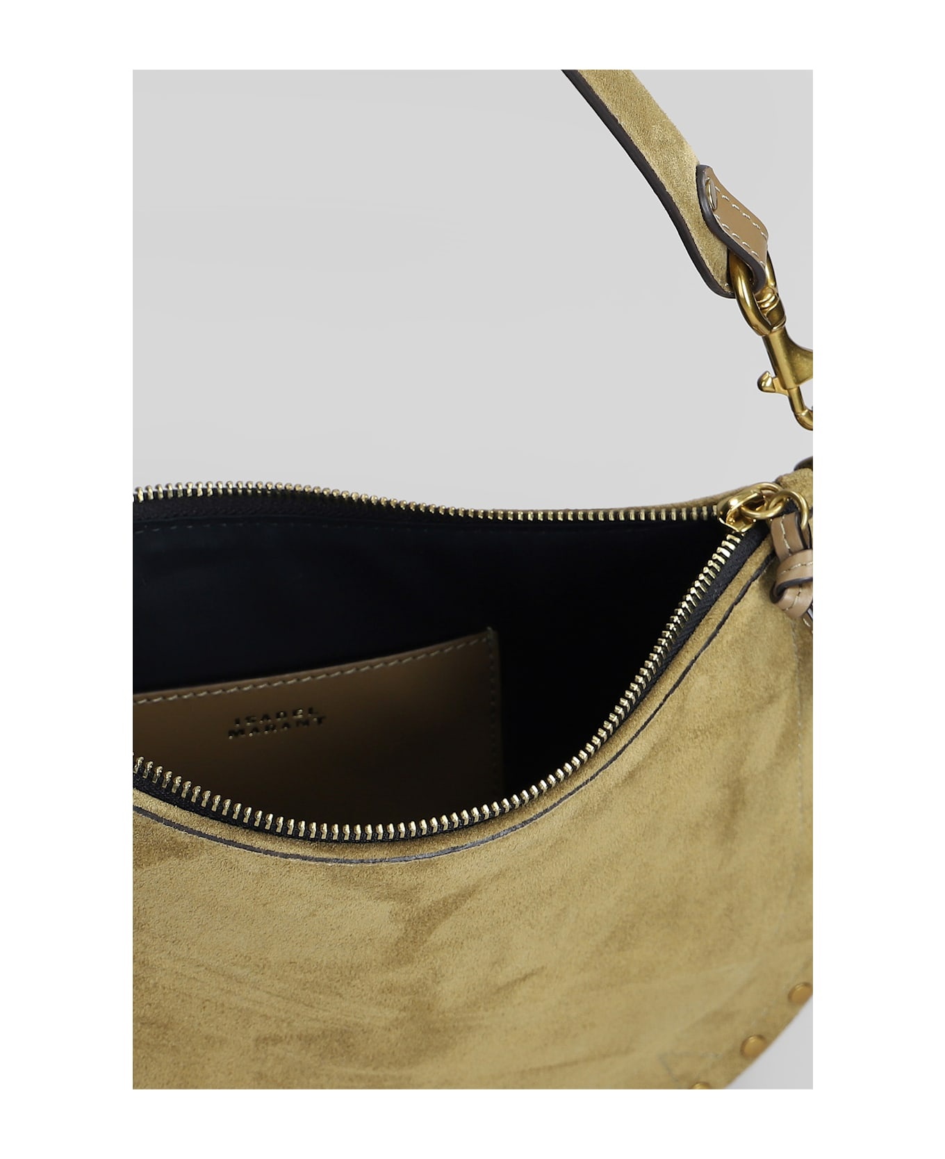 Oskan Soft Zip Shoulder Bag In Taupe Suede - 4