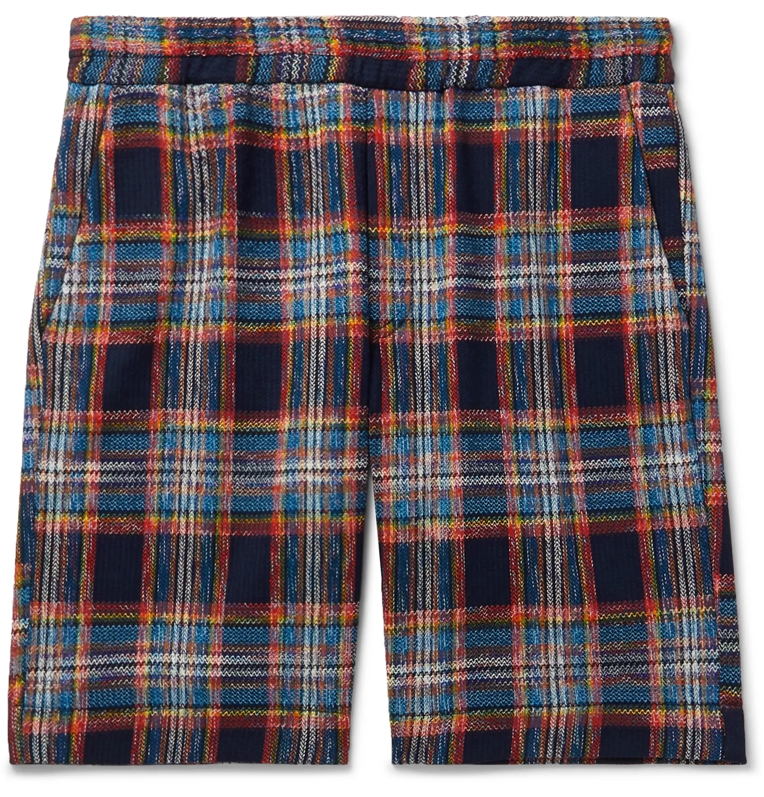 Slim-Fit Checked Crochet-Knit Cotton and Wool-Blend Shorts - 1