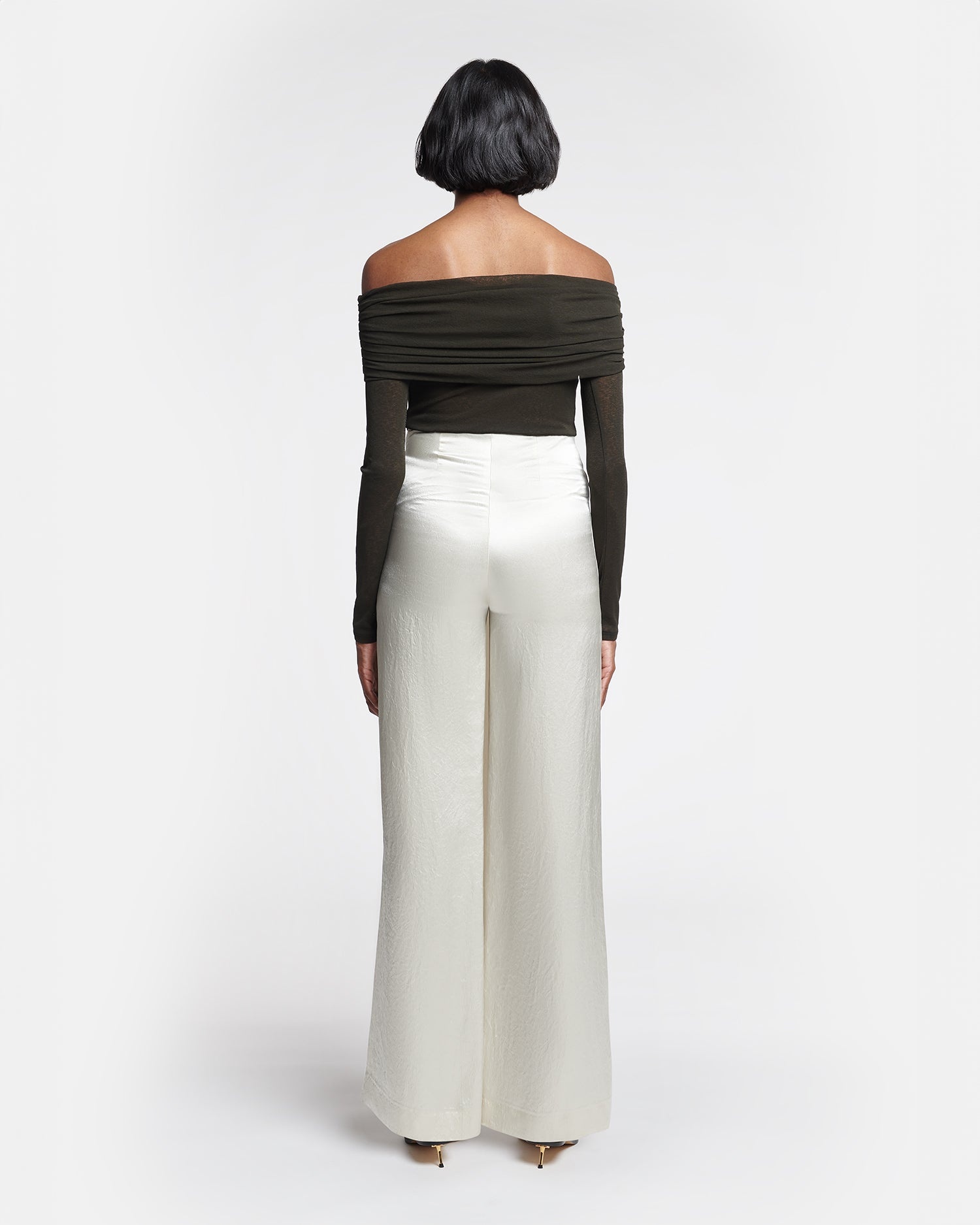 Crinkled-Satin Straight-Leg Pants - 3