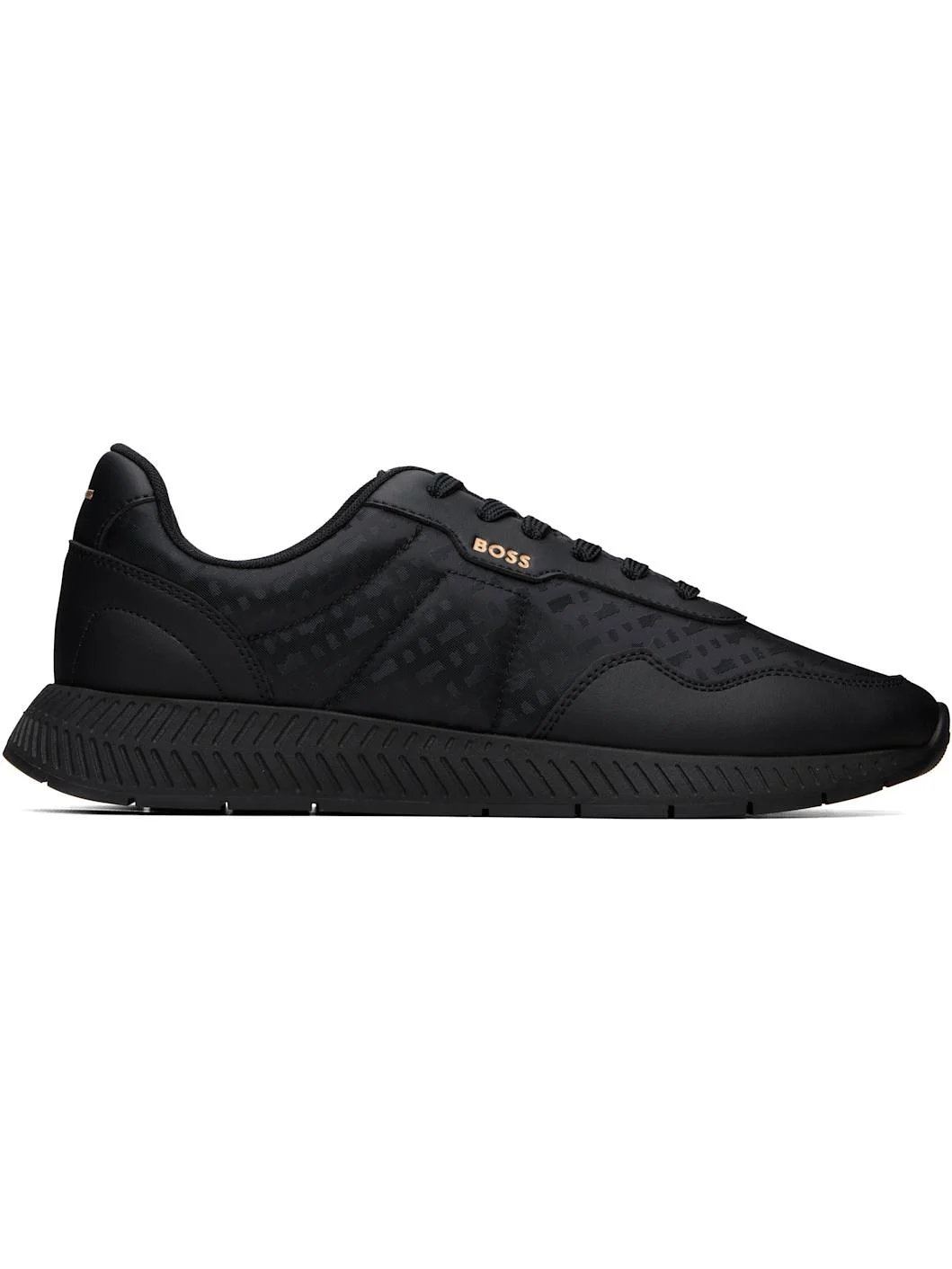 Black Buffed Leather & Canvas Sneakers - 1