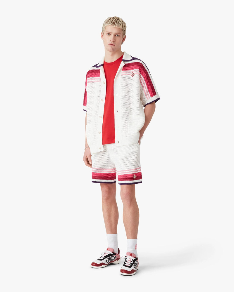 CASABLANCA White Stripe Short Sleeve Polo Shirt | Casablanca Paris outlook