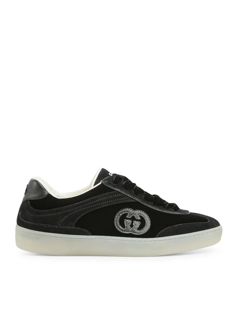 Gucci Women Black Velvet Sneakers - 1