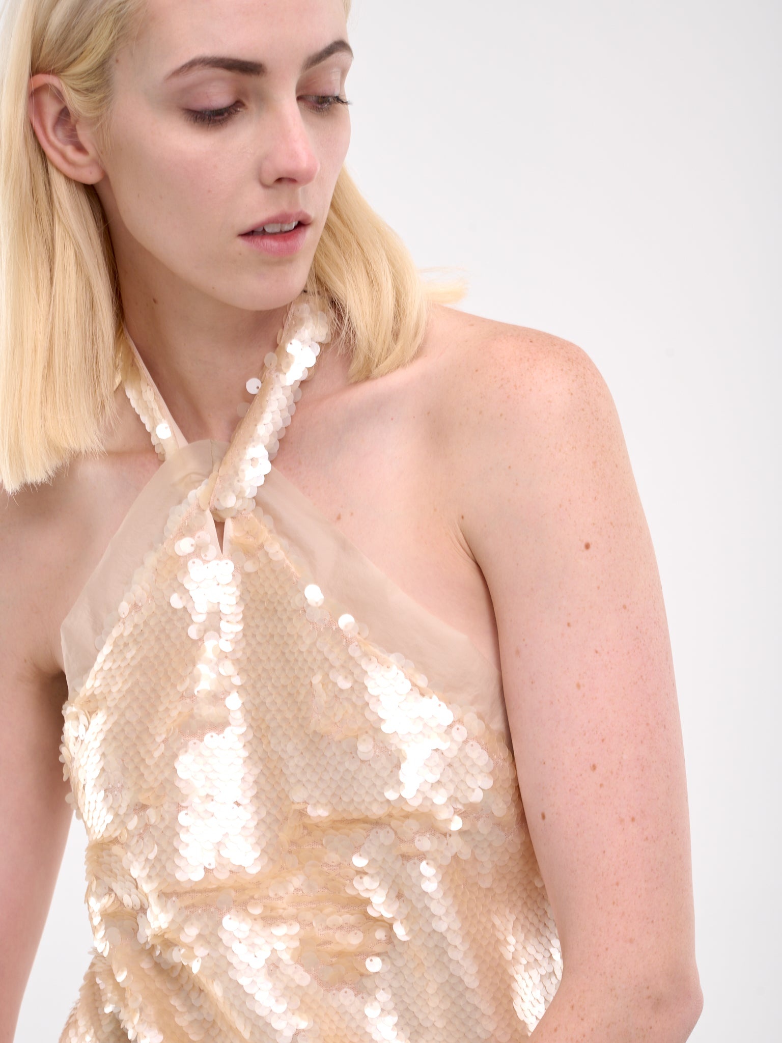 Lace Detailed Sequin Halter Top - 5