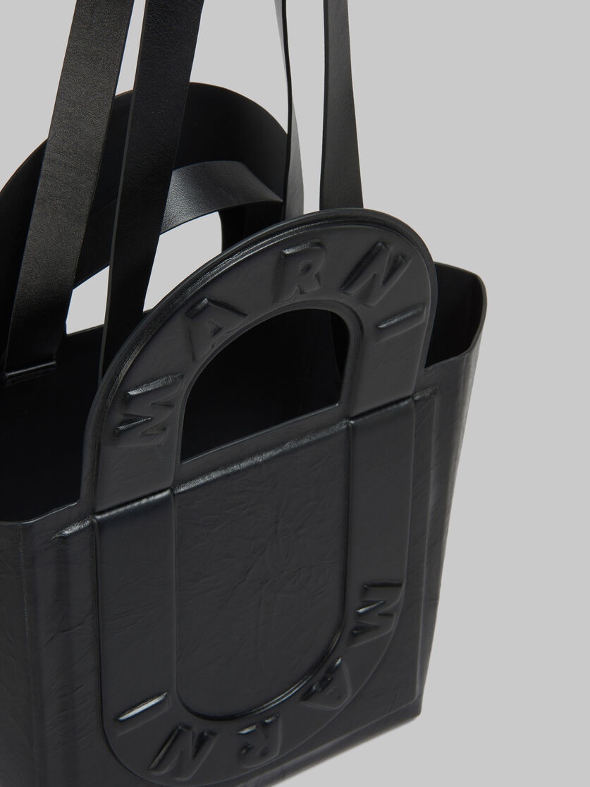 BLACK LEATHER SWEEDY SMALL TOTE BAG - 4