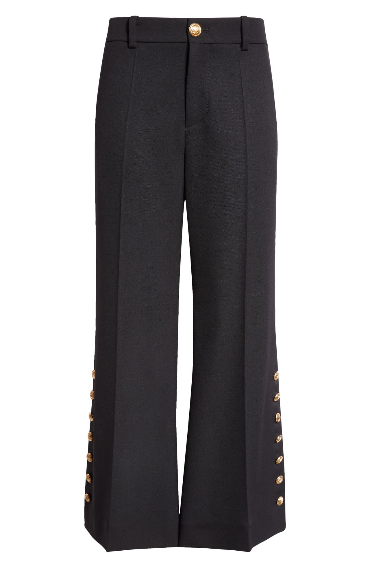 Chloé Ankle Crop Stretch Wool Grain de Poudre Pants in Black at Nordstrom - 1