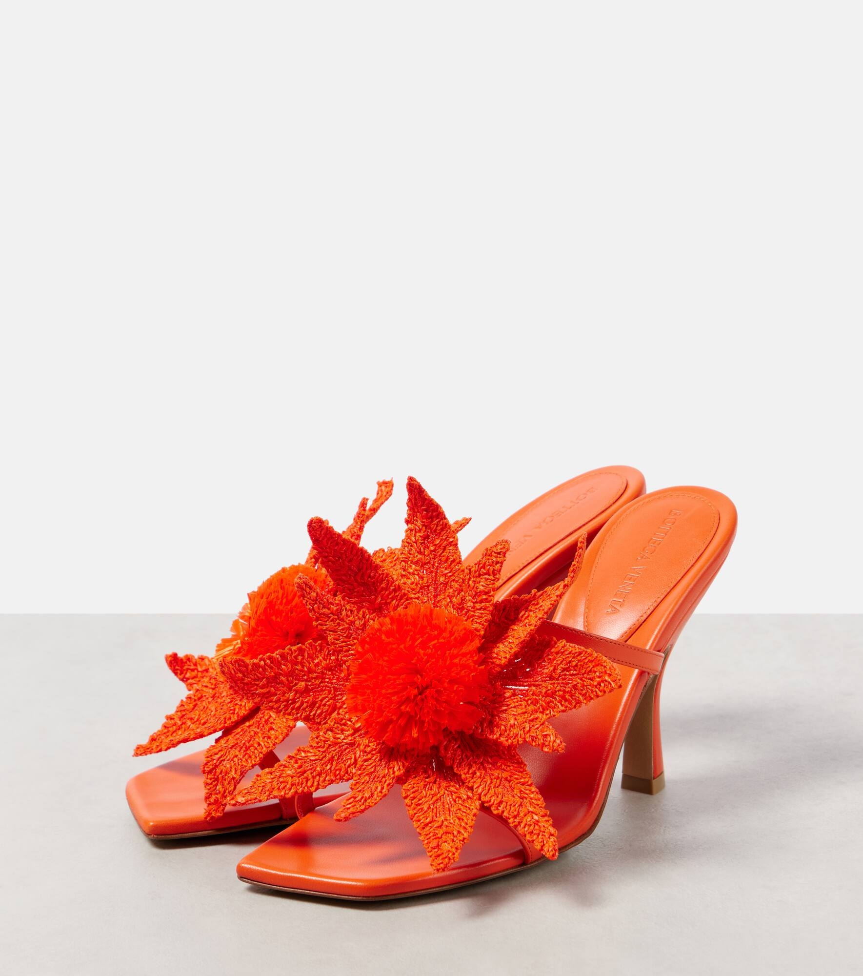 Adam raffia-trimmed leather mules - 4