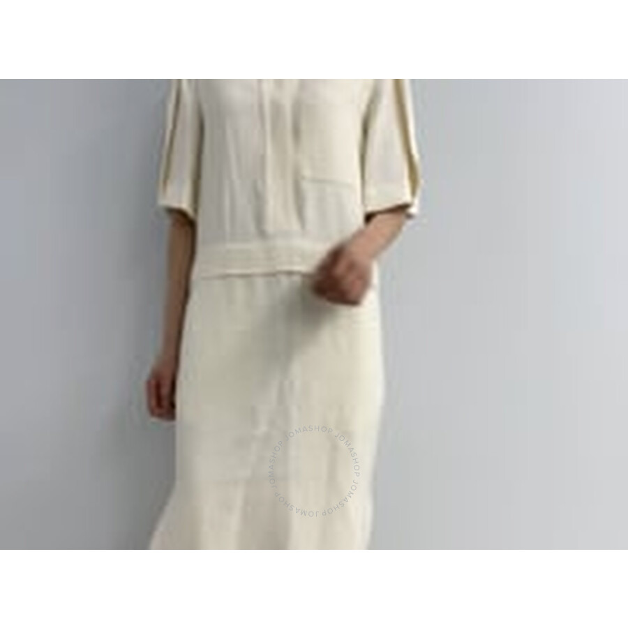 Burberry Split Detail Silk Wool Shirt Dress In Off White - 8