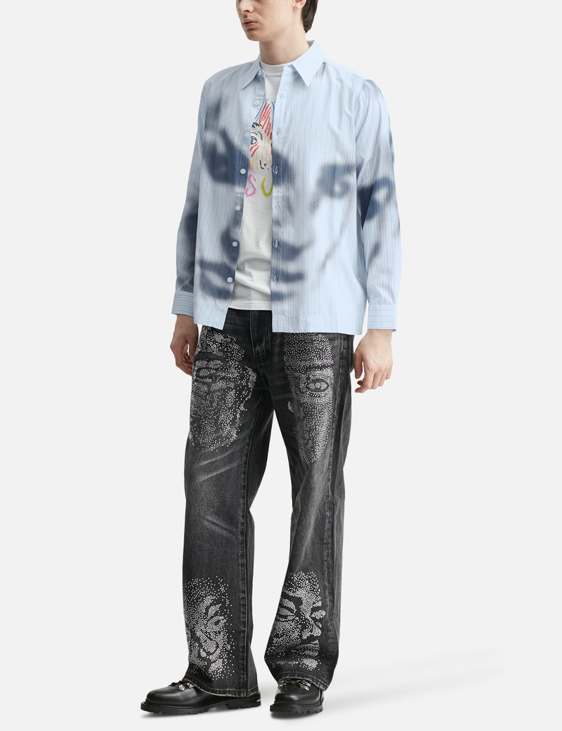 KidSuper BLURRY FACE AIRBRUSH STRIPED BUTTON UP outlook