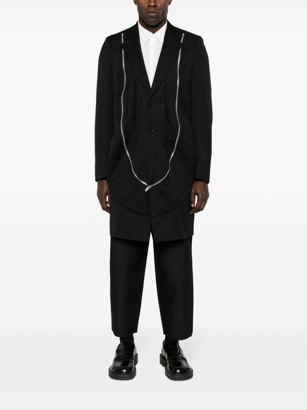 zip-detailed wool coat - 2