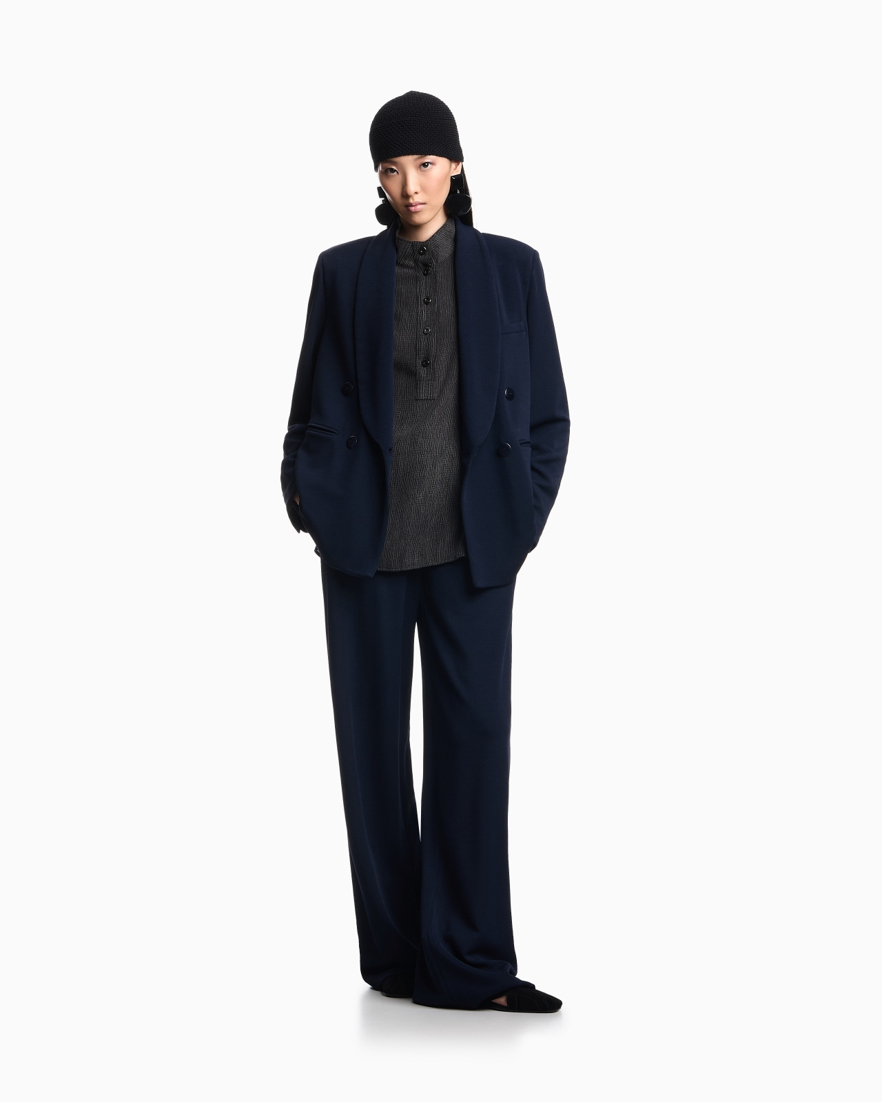 ICON COMPACT PIQUÉ DOUBLE-BREASTED BLAZER - 2