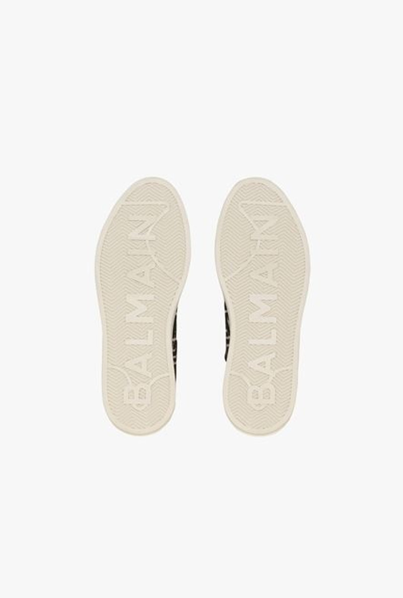 Bicolor ivory and black jacquard B-Court high-top sneakers 5