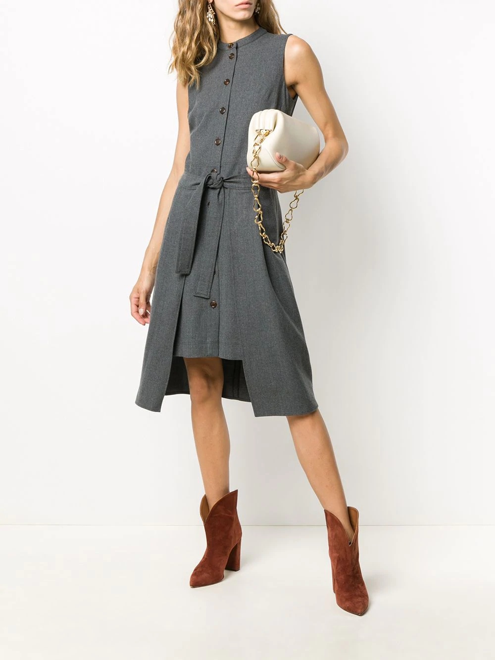 band collar layered dress - 2