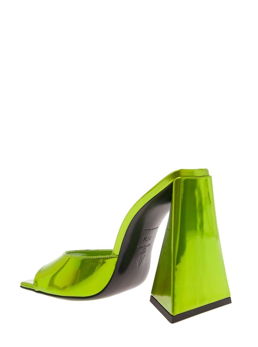 THE ATTICO 'DEVON' GREEN MULES WITH PYRAMID HEEL IN FAUX LEATHER WOMAN - 3