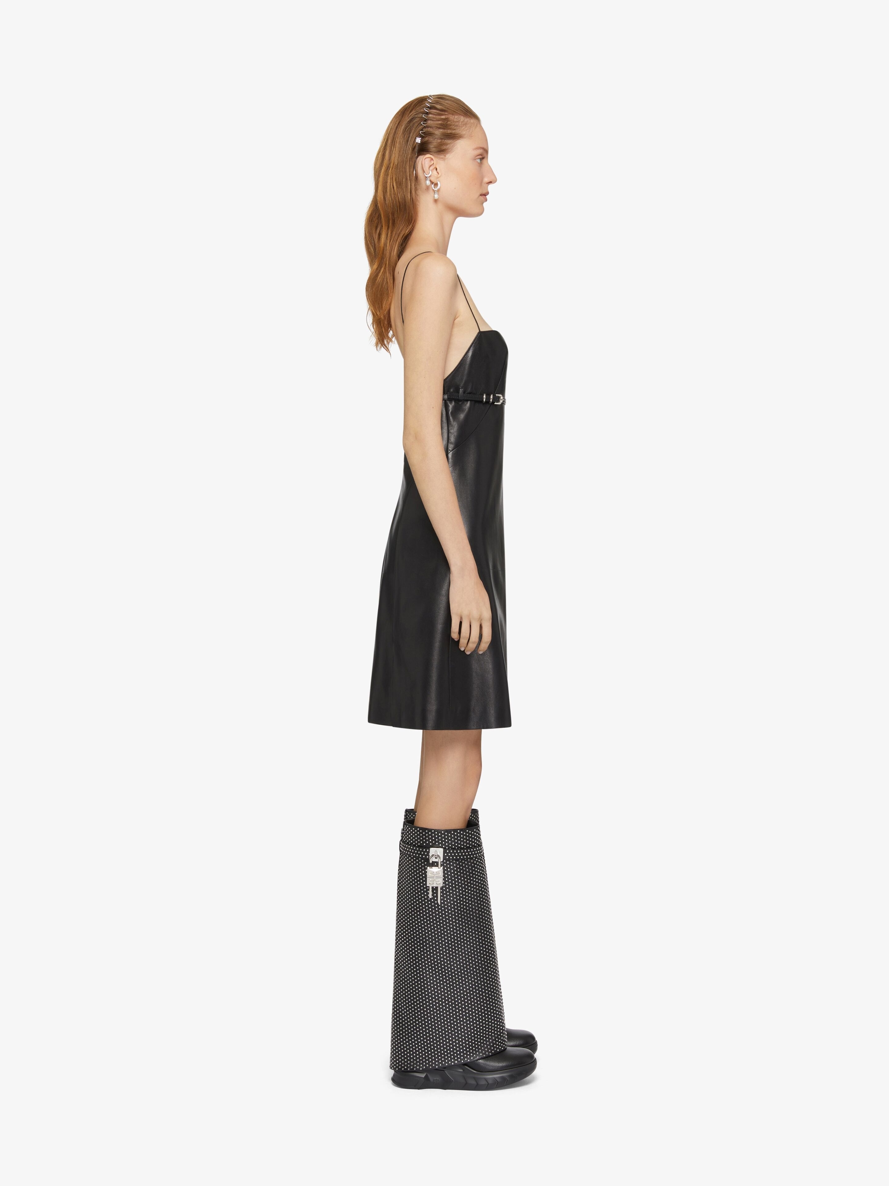 SHARK LOCK BIKER BOOTS IN GRAINED LEATHER WITH STUDS - 2
